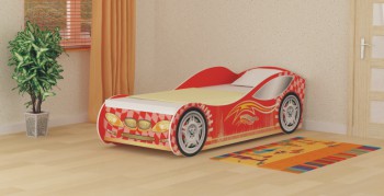  Кровать одноместная Авто-3-2(без матраса) с рисунком Авто Желтый в Москаленки - moskalenki.mebel54.com | фото