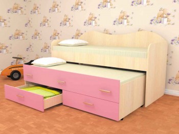 Кровать детская Нимфа двухместная 2.0 Дуб молочный/Розовый в Москаленки - moskalenki.mebel54.com | фото