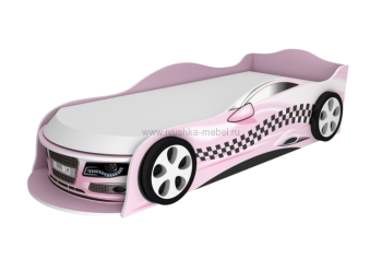 Кровать одноместная Авто-3-1 с рисунком Такси Розовый в Москаленки - moskalenki.mebel54.com | фото
