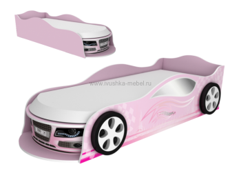 Кровать одноместная эко Авто-3-1 с рисунком Авто Розовый в Москаленки - moskalenki.mebel54.com | фото