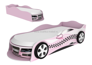 Кровать одноместная эко Авто-3-1 с рисунком Такси Розовый в Москаленки - moskalenki.mebel54.com | фото